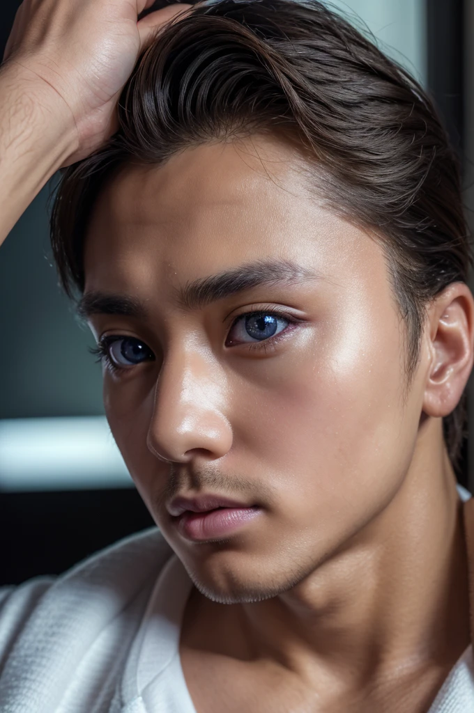 (8K、RAWE Photo、highest quality、masterpiece:1.2)、(Real、Photorealistic:1.37)、Super detailed、Ultra-high resolution、1 male、One Eye、Big eyes、