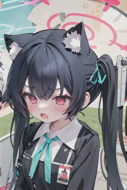 1girl, headpat, flying sweatdrops, tsundere
serika_bluearchive,beast ears
