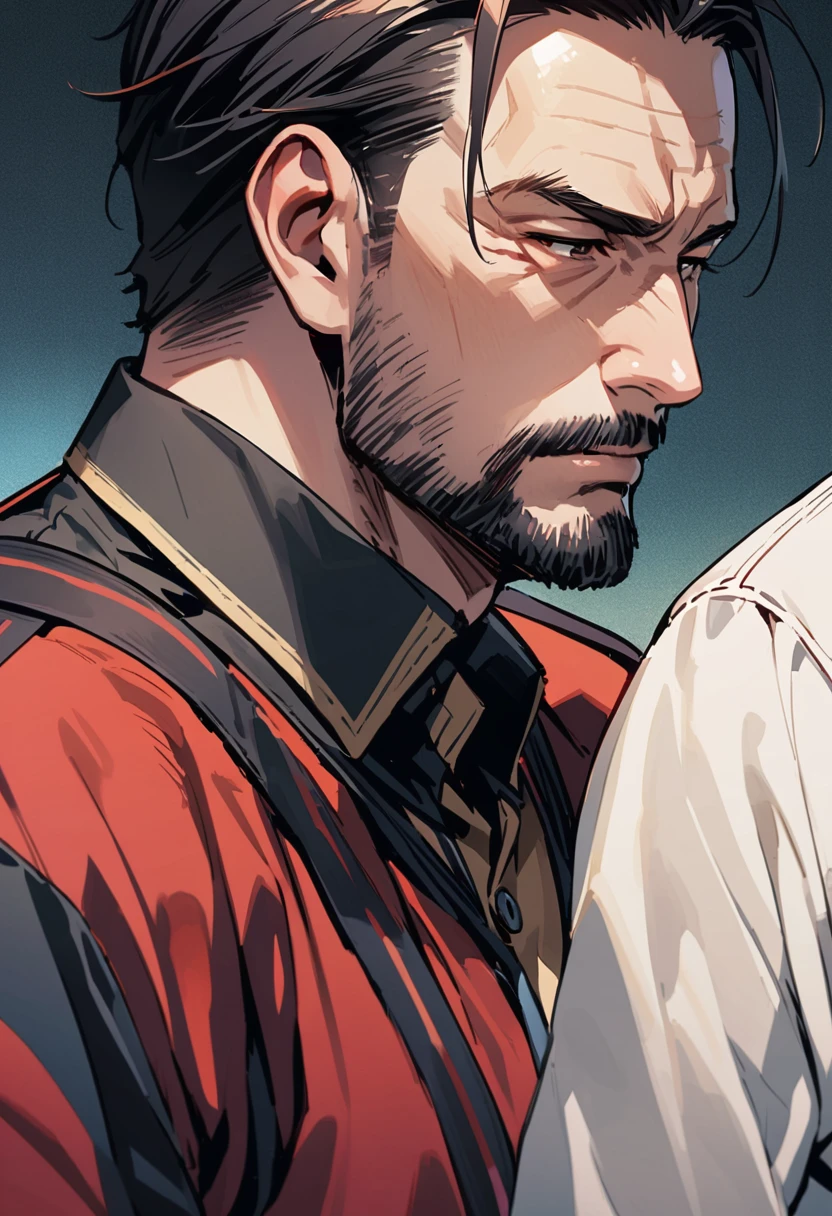 ((((Cool Father:)),((muscle))、Upper Body、(tall)masterpiece, highest quality, Illustration of the novel, High resolution,Warm Father、Strict father、A superhero dad))