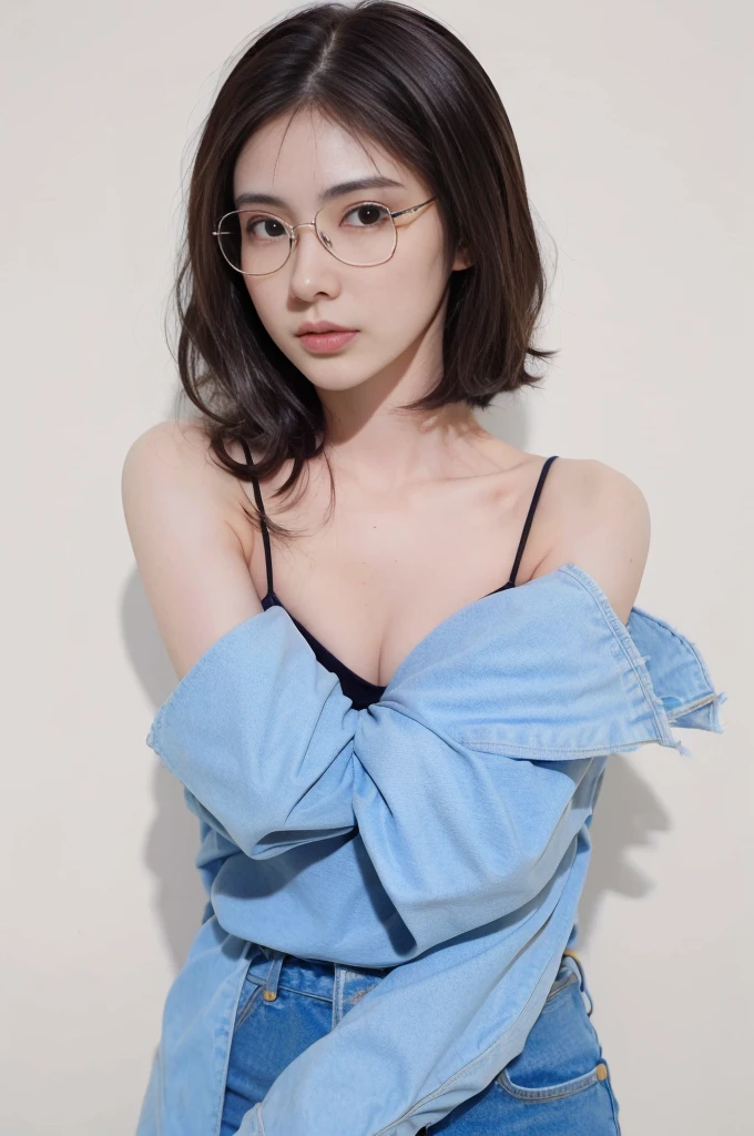 1girl, pretty, with glasses, cute, sexy, daring, smile
