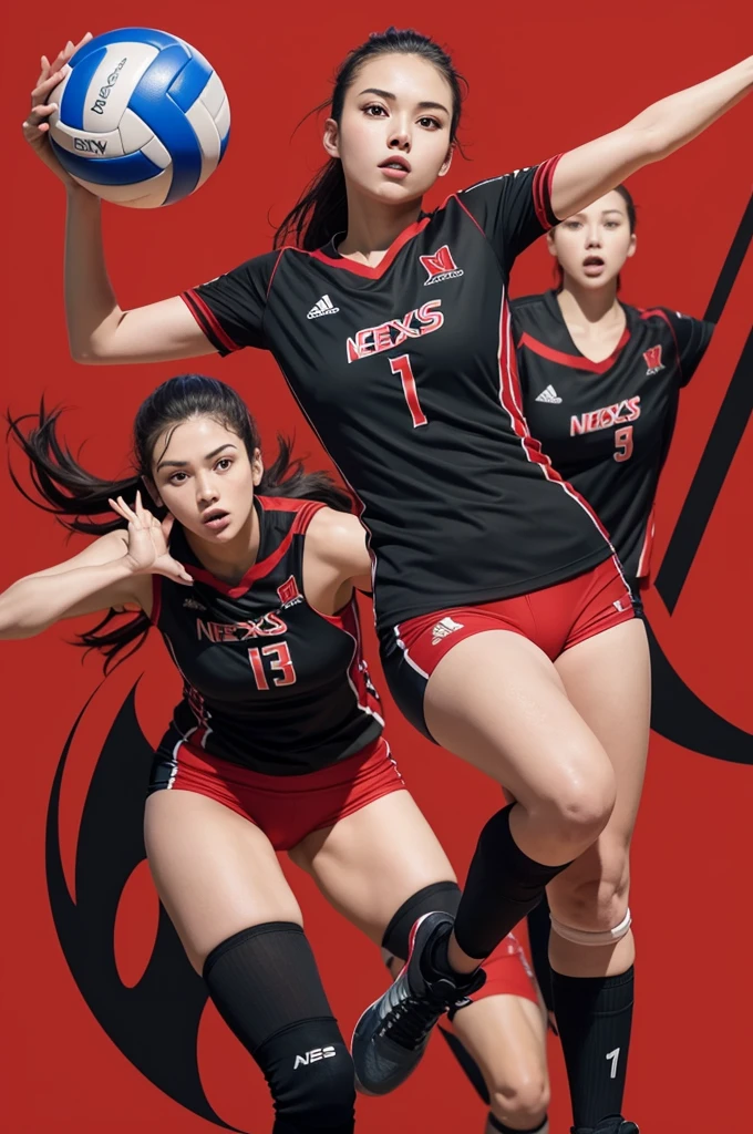 A volleyball team logo with the name Nexus in black and red