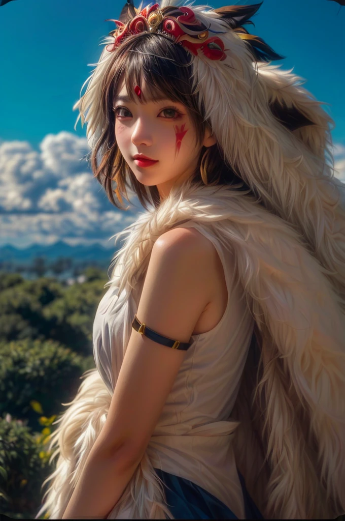 Ala-Fed woman in national costume with feathers and headdress, princess Monster inspired, studio ghibly style Monster, Portraiture!!! Monster-hime style, Monster, princess Monster, Anime Cosplay, studio ghibli inspired, A mix of anime style and Fujifilm, Anime Girl Cosplay, princess Monster color scheme