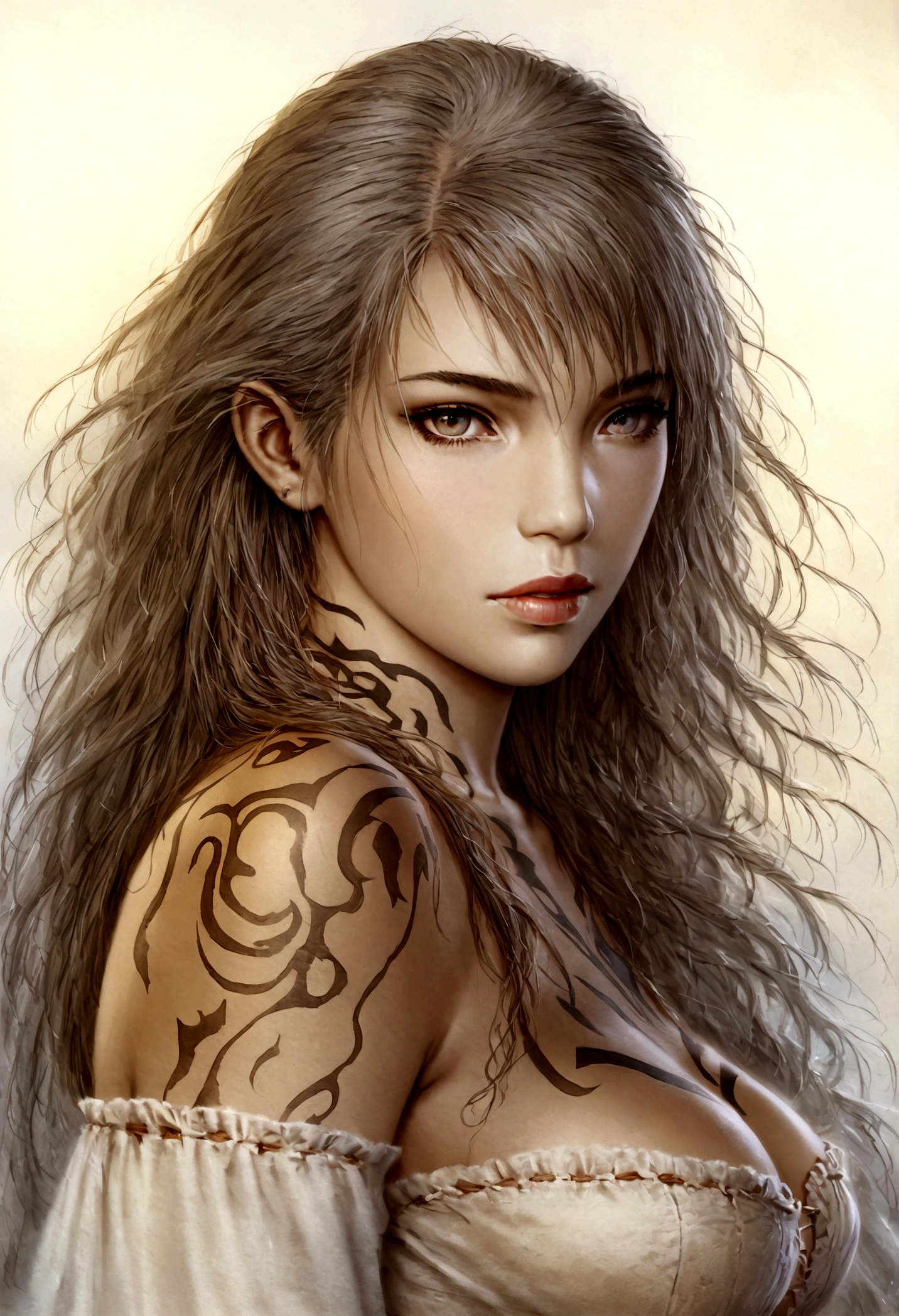  Hyper photo realistic picture perfect luis royo tattooed women, hyper realistic face, realistic detailed skin, 8k photo perfect Realism,