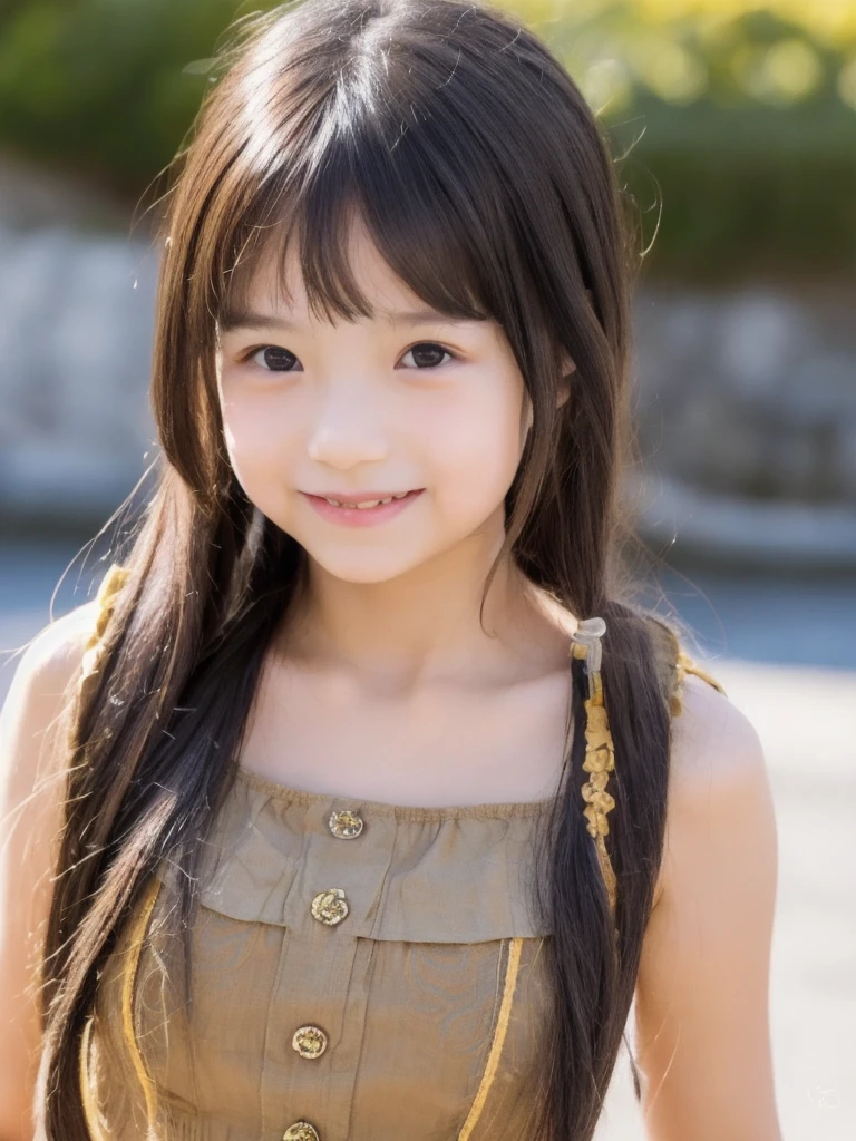 8K,UHD,(Best Quality, Masterpiece:1.2),(Realistic, Photorealistic:1.37),ultra-realistic,Japanese,10 years old,innocent face,astonishingly pretty,absolutely cute,pretty smile,Beautiful Detailed Eyes,the prettiest 10 years old girl in the world, ((FLAT CHEST:1.25)),very adorable, very cute pose, absolutely stunning, sharp focus,hair clip, 