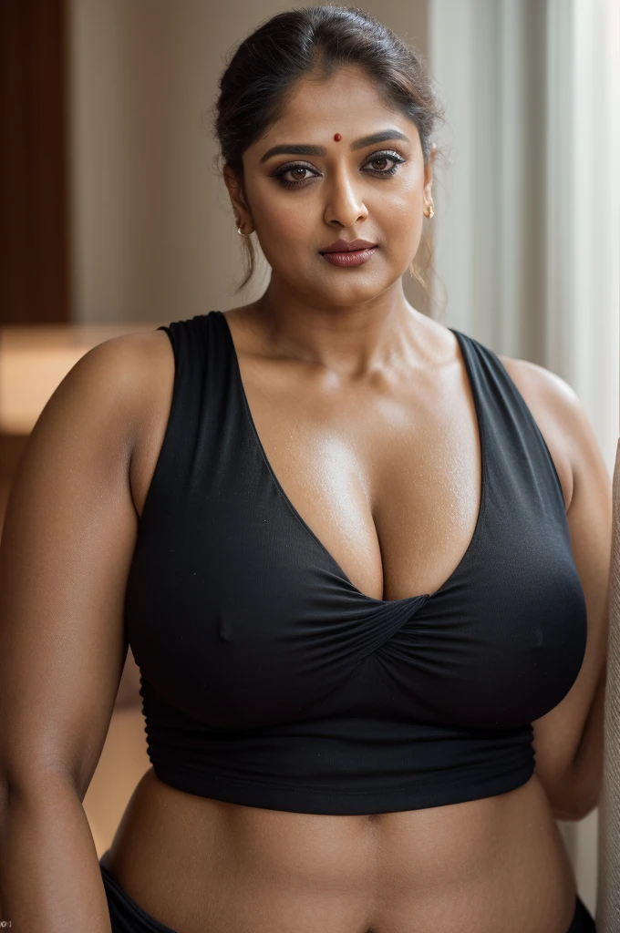 50yo mature MILF Anushka Shetty,((best quality)), ((masterpiece)), ((realistic)), eye kajal, eye liner, mascara, light red lips, curvy hot mommy figure, sensual Beauty, provoking body, extreme sweat, sweat soaked skin, slight stretch marks, alluring figure, bulging figure, thick charming lady, curvy, thick navel, full figured woman, eye kajal, massive breast, full body, styled hair, pierced eyes, female face,royal aura, trend on artstation , sharp focus, studio photo, intricate detail, very detailed, detailed eye, illustration, very detailed, sharp focus, digital render, professional, 4k