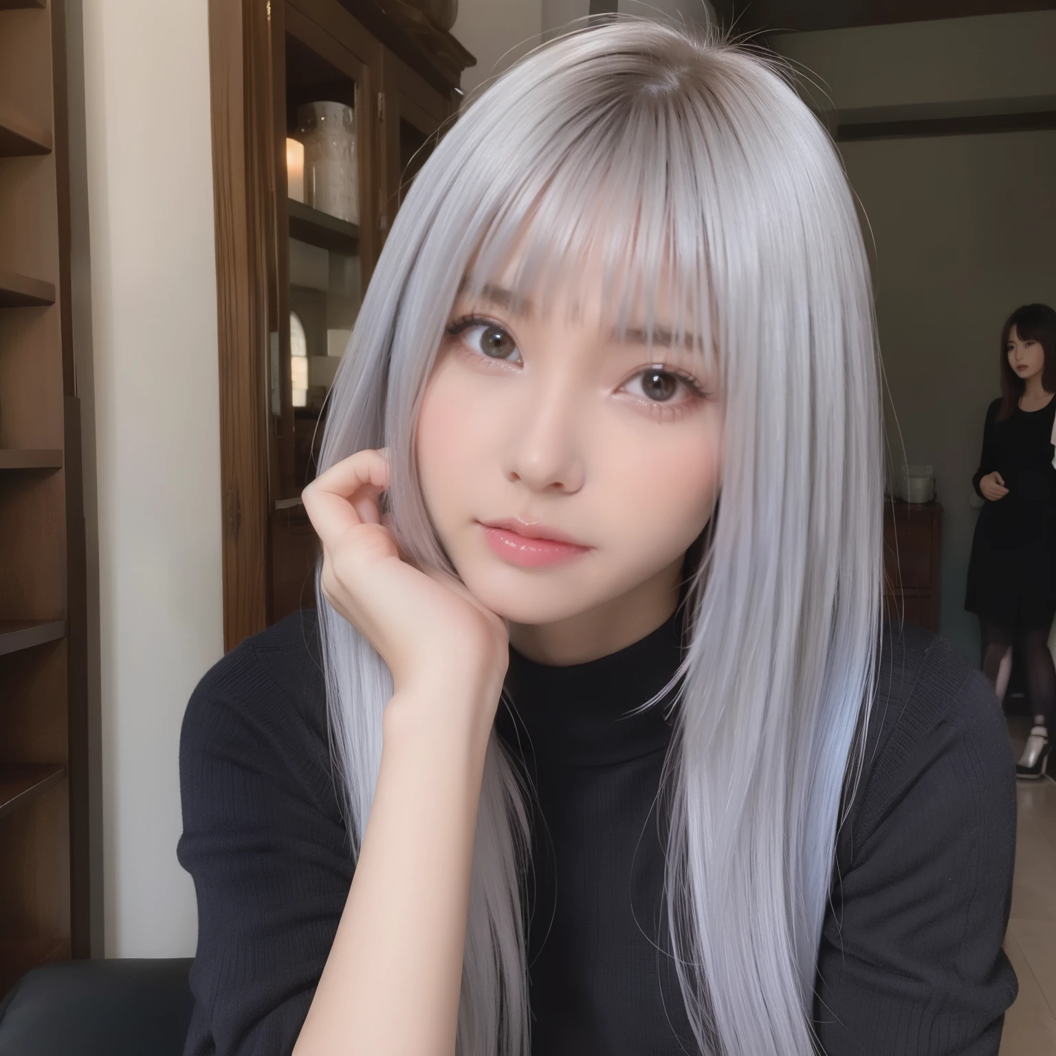 masterpiece, highest quality, One Girl, Elaina_(May_no_gossip), Silver Hair, Purple eyes, Long Hair,