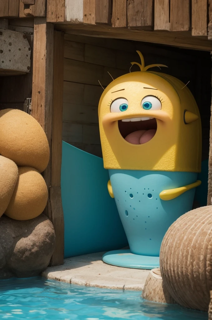 Bob esponja dentro de uma bolha