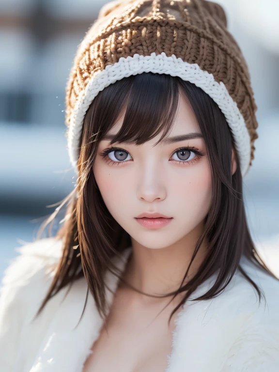 one girl, (a beauty girl, delicate girl:1.3), (24-years-old:1.3),
break, Browsing Caution, (publish nudes:1.3), (Loose and fluffy knit, Knitted hat:1.3),
break, Very fine grain definition, (Symmetrical eyes:1.3),
break, (Snow Scene:1.3),
break, Small breasts, Brown eyes, Parted bangs, Brown Hair, girl,
break, (Eye and facial details:1.0),
break, (masterpiece, highest quality, Super detailed, Detailed face, 8k)