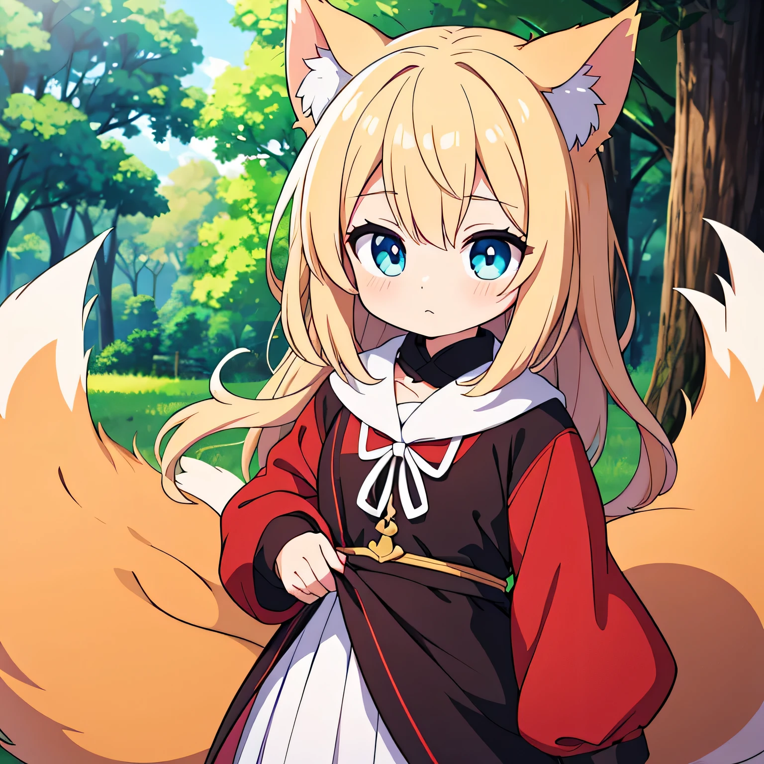 garota anime com cabelos brancos e olhos azuis sentada em uma floresta, raposa de cabelos brancos, anime raposa branca, raposa e arbusto, linda garota-gato de anime, arte da raposa prateada, Kitsune, lindo estilo de arte de anime, Anime digital illustration, digital anime art, estilo de arte de anime realista, estilo anime 4k, arte de personagem de anime, anime style illustration