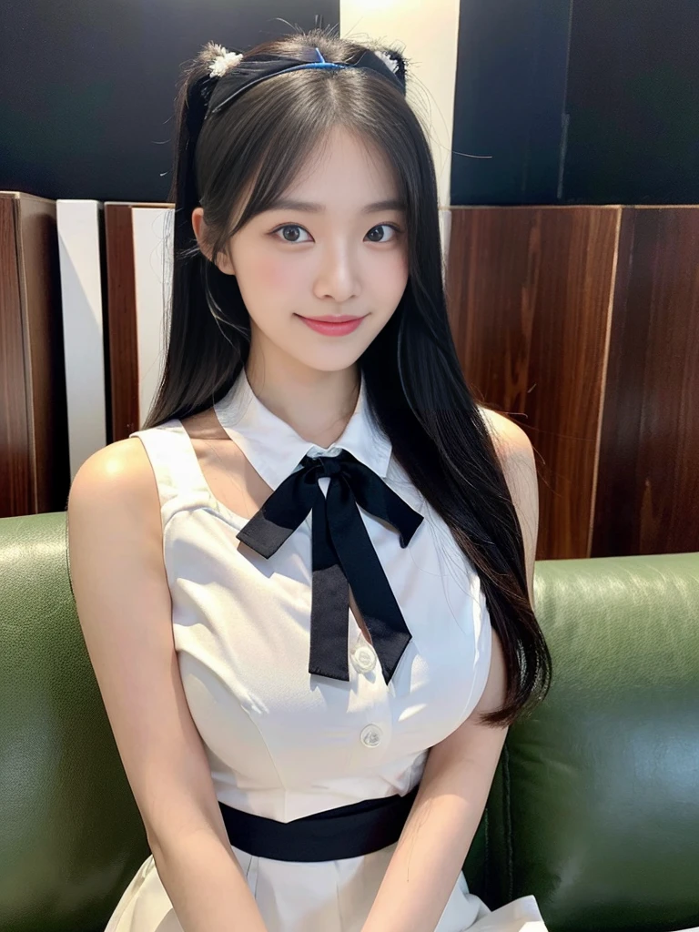 (Super cute Korean high school girl looks into the camera:1.2)(grin,Smile)(Beautiful Sweat:1.1)(16k, RAW Photos, highest quality, masterpiece: 1.2),(Beautiful cat-like black hair) Super detailed, Super Resolution, (Genuine, Genuine photos: 1.37), Portraiture, High-resolution RAW color photos, Professional photos, Very detailed, 8k wallpaper, Very detailed CG Unity 8k wallpaper, Very detailed beautiful girls, Very detailed faces, ((whole body)), beautiful woman, Huge breasts,(huge boobs:1.1) (Big Boobs:1.1), Beauty college student (A tight, girly, navy sleeveless  with ribbon.),high school girl, Korean Girls,(K-POP Female Idols), (Idol-class beauty)(Beautiful high school girl:1.1)(A library filled with books)(18-year-old)(Stylish school uniform-style outfit:1.1)(Group photo:1.1)(:1.0)(NSFW)