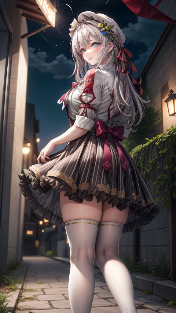 Alisa Kujou,
(night:1.7), 1 girl standing at attention, 22 years,hembra joven,hermoso Finger, hermoso long legs ,hermoso body ,hermoso Nose ,hermoso character design, ojos perfectos, perfect rostro,
(((Turn around and make eye contact)))1 chica, muslos, solo, (falda muy corta:1.4), blue eyes, senos, chaqueta, camisa school, medias largas , falda , white camisa, arco, mano en la cadera, rubor, black muslos, arcotie, adentro, calzado marron, zettai ryouiki, mocasines, zapatos, large senos, mirando al espectador, boca abierta, thighs,
mirando al espectador, sonrisa, saludando al espectador, en el centro de la imagen, Fondo de pantalla CG unity 8k extremadamente detallado, Perfect lighting,vistoso, Brillante_frente_rostro_Lightinasterpiece:1.0),(mejor_calidad:1.0), ultra high resolution,4k,ultra detallado,
Photography, 8k, hdr, high resolution, absurdos:1.2, codas portra 400, film grain, fondo borroso, bokeh:1.2, Destello de lente, (vibrante_color:1.2)
, (hermoso_rostro:1.5),(angosto_cintura), (hermoso,Enorme_senos:1.3)