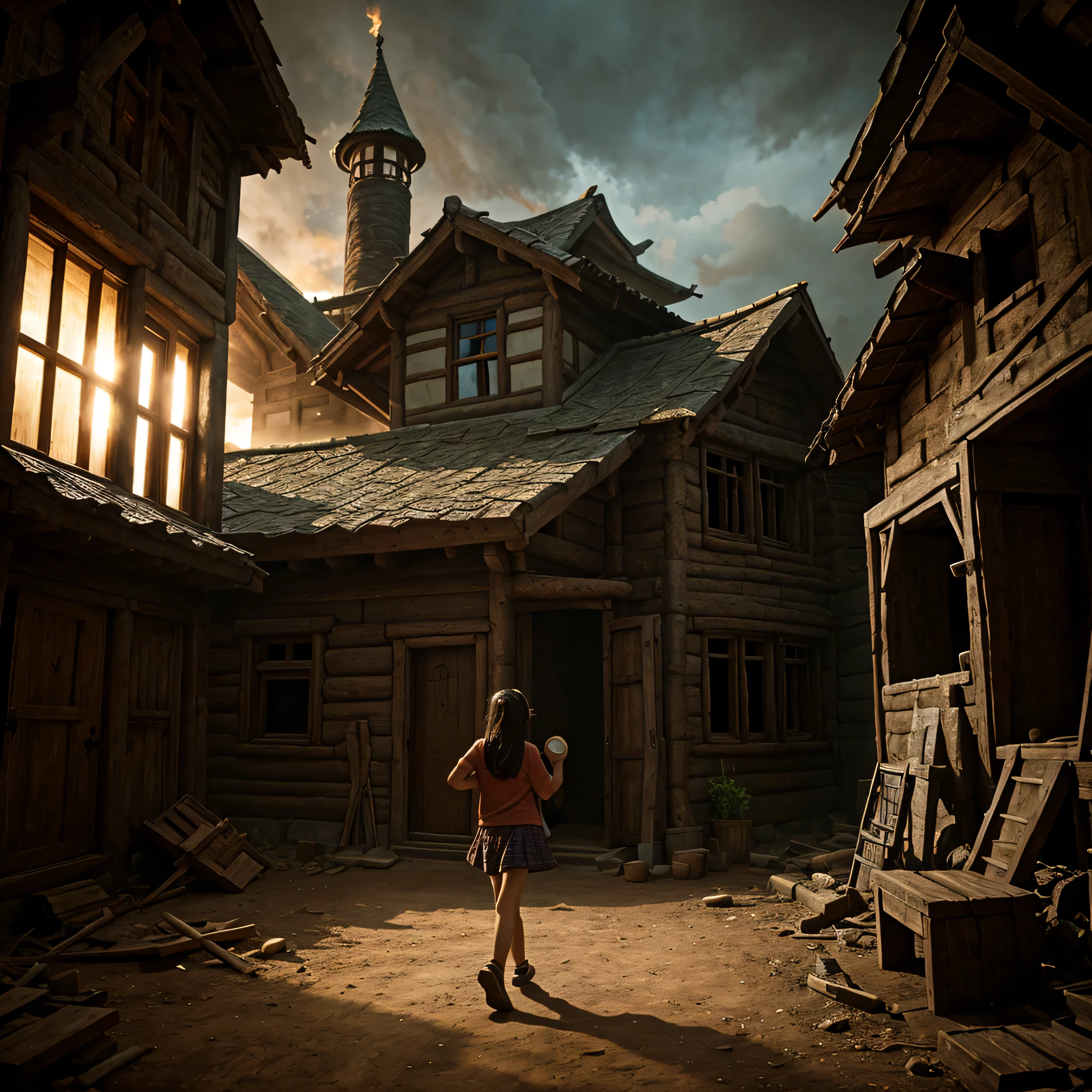 A girl enter a monster house