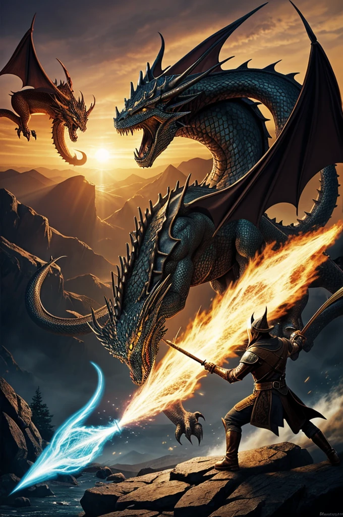 Could you draw a picture of a wizard fighting a dragon?? 