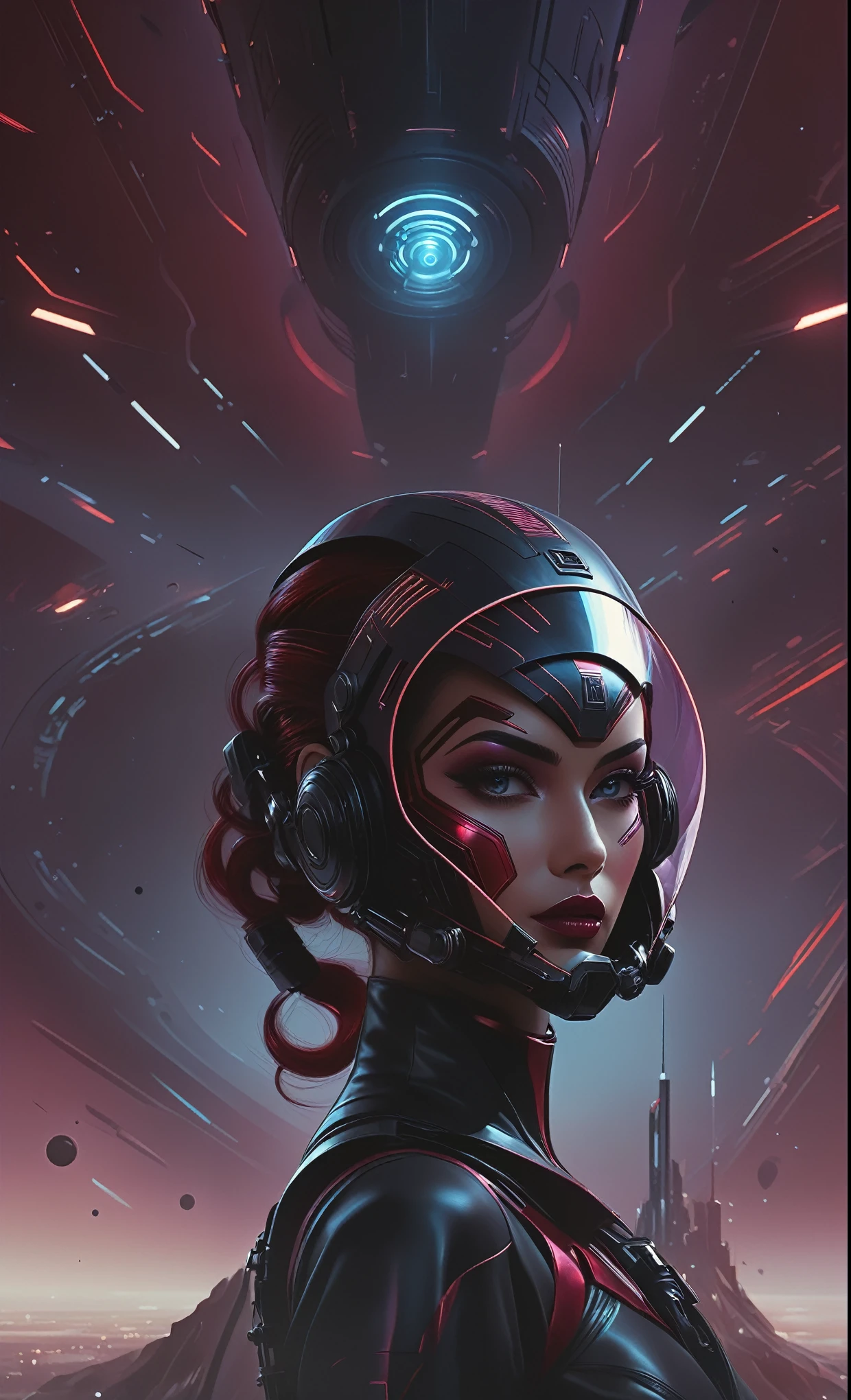 Luis Duarte Art - Crimson Sci - Fi Mystique style, by Luis Duarte, Luis Duarte style, Space Art, Sci-Fic Art, Dark Influence, NijiExpress 3D v3, Kinetic Art, Datanoshing, Oilpainting, Ink v3, Splash style, Abstract Art, Abstract Tech, Cyber Tech Elements, Futuristic, Epic style, Illustrated v3, Deco Influence, AirBrush style, drawing, Metallic Effect, Geo2099 style, Mixpnk