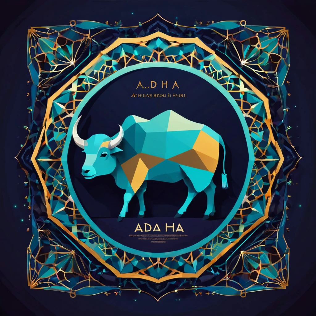 eid adha flayer. with a geometric style, flat, with neat shapes