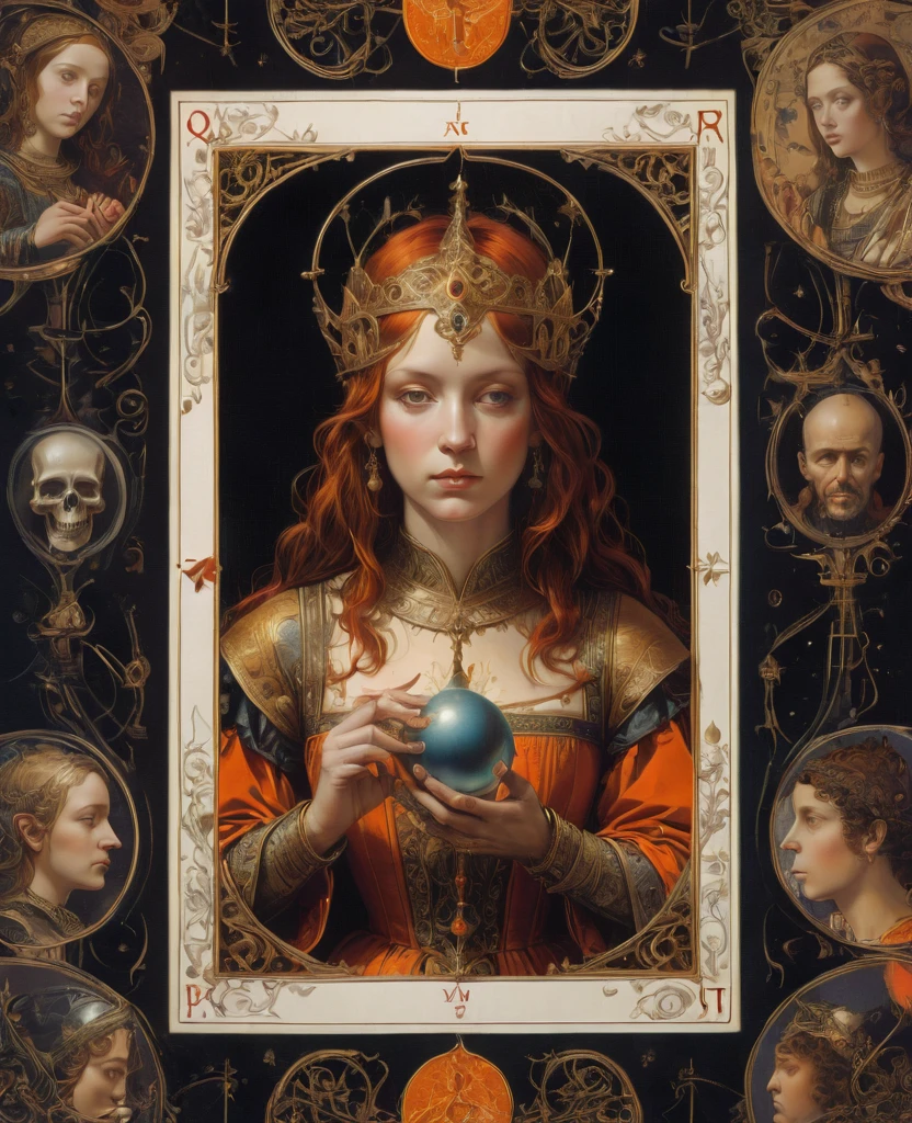 Tarot card border, by Georges de La Tour, best quality, masterpiece, very aesthetic, perfect composition, intricate details, ultra-detailed