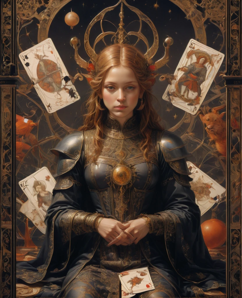 Tarot card border, by Georges de La Tour, best quality, masterpiece, very aesthetic, perfect composition, intricate details, ultra-detailed
