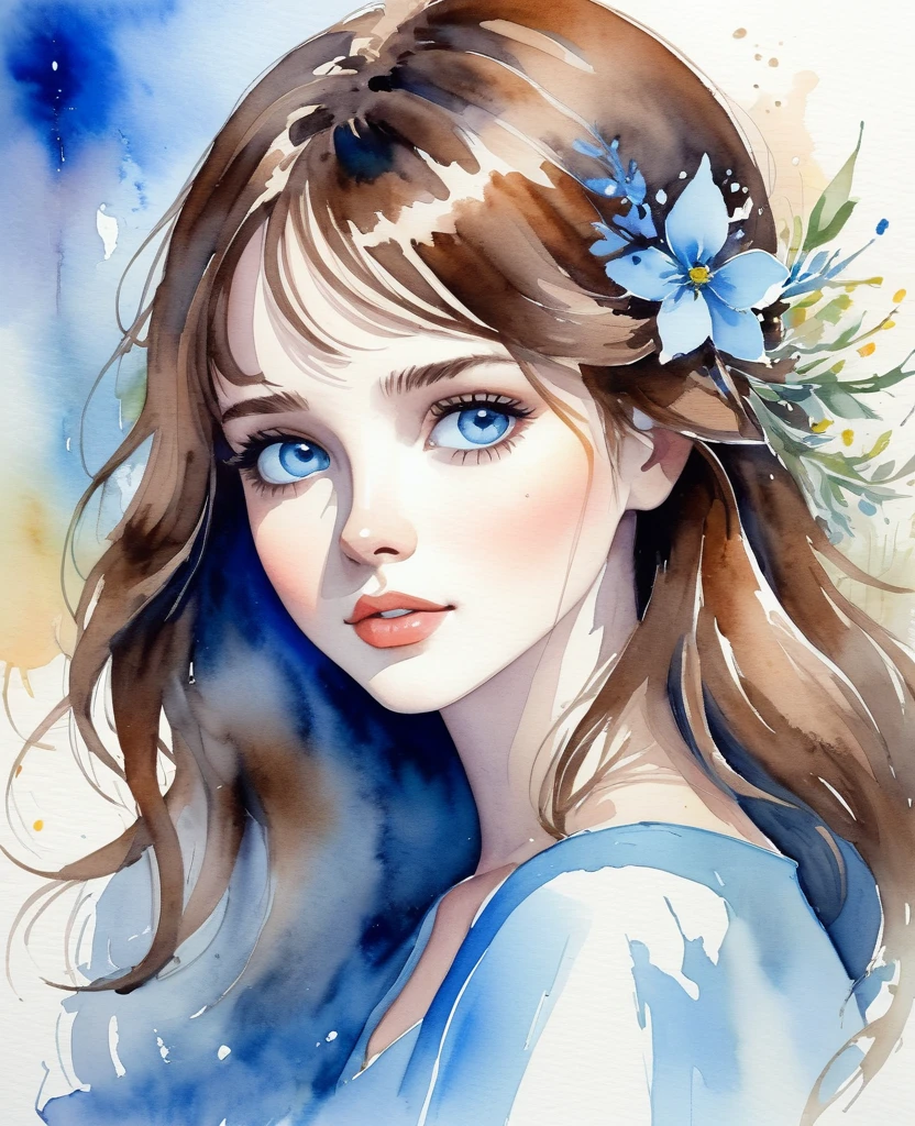 (best qualtiy,tmasterpiece), Beautiful teenage girl, Beautiful goddess, ((The shirt, long skirt, semi transparent, Floral)), Beautiful hair accessories, Maple Grove, detailed scene, the night, starrysky, cold light, (cyan colors, white colors), ((From the side Side)), ((full bodyesbian)), ((Realistic))