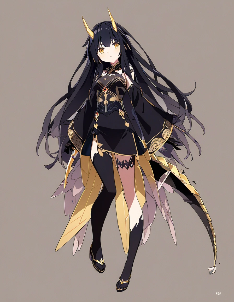 Highest quality　Highest quality　Draw a face carefully　High-definition anime-style face　Super Glowing Skin　Long black hair　Brown leotard　Golden pantyhose　Succubus　lure　smile　squat　Show the soles of your feet　Close up of the soles of the feet