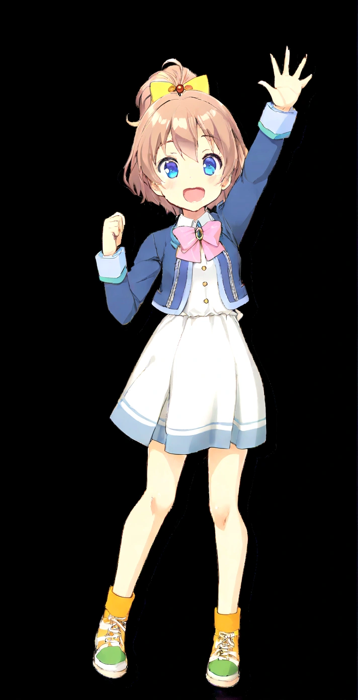 Anime girl in a dress and jacket raising her arms, sayori, Anime Moe Art Style, Lucy anime girl, Lori, Female protagonist 👀 :8, ;Open your mouth, Cute girl anime visuals, rei hiroe, Little ta Girl, yayoi kasuma, kinmoza!, Visual Novel Sprites,nsfw,Small breasts,,Topless