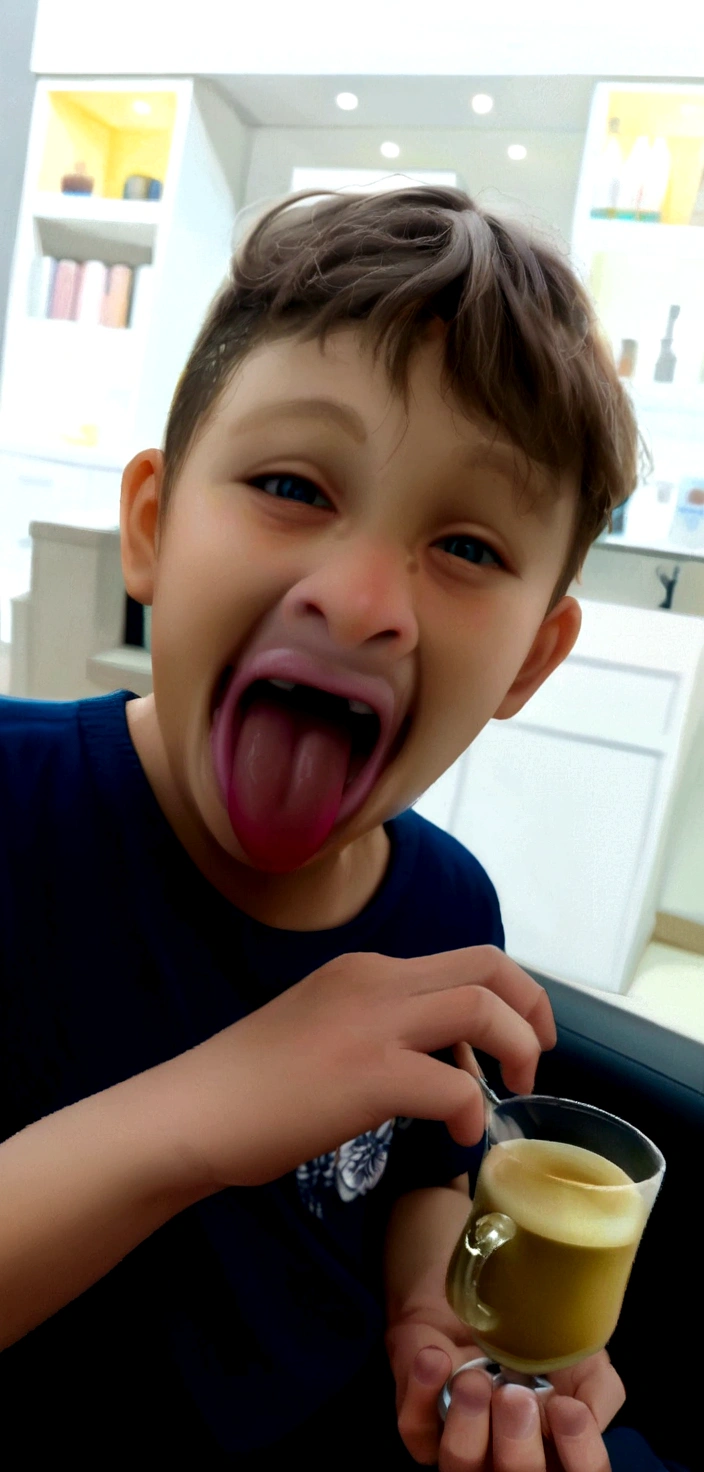 boy with tongue sticking out holding a glass of milk, tongue sticking out, tongue out, feliz com a boca aberta, licking the tongue, slimy tongue, lizard tongue, Linguarudo, boca aberta e dentes grandes, mocking the camera, lambendo, lingua grande, with a tentacle-shaped tongue, dentes redondos e cara de bobo, jaw and tongue