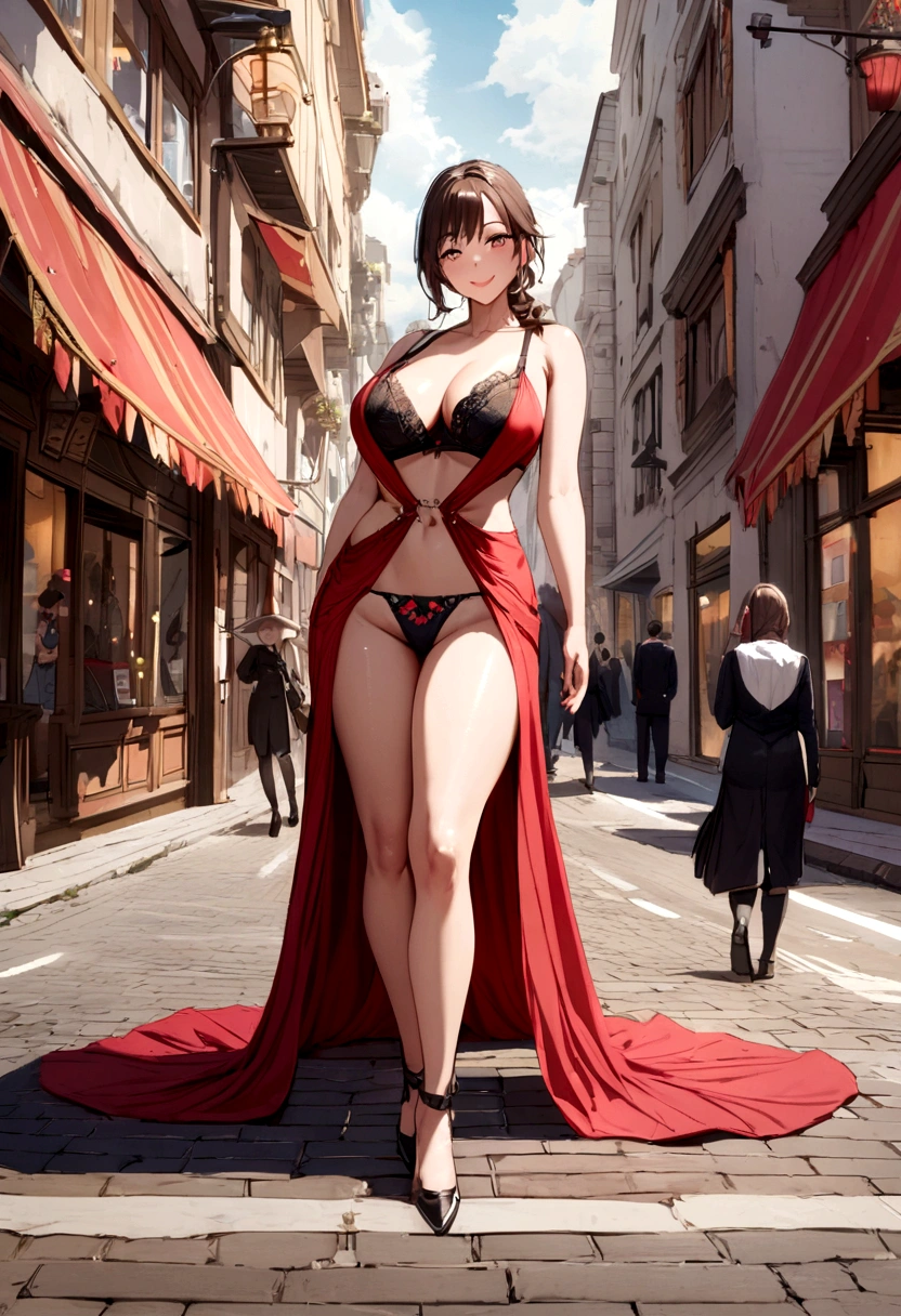 beautiful girl, Beautiful smile, Big Breasts, Decorative panties and bra, Walk the road of fame