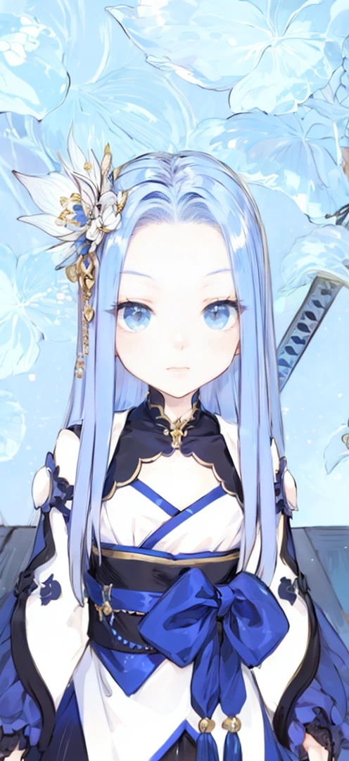(highest quality, 8K, cg, Beautiful details upper body, , thumb girl, taffeta coat dress, space background, complex facial features, flowing long hair, almond shaped eyes, Elaborate eye makeup, long fluttering eyelashes, Big eyes blink with a starry gaze, exquisite lip detail, soft and harmonious style),Empress of the universe,god々queen of,stern look,serious expression,blue hair,gold decoration,angry face,