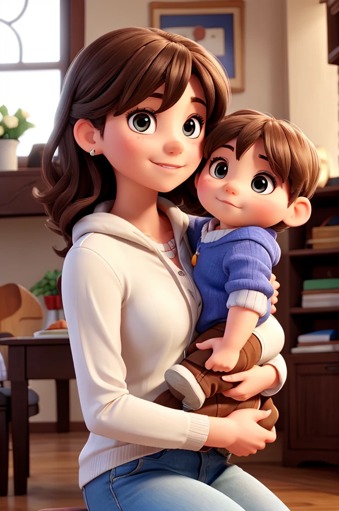 Woman holding a baby boy on her lap