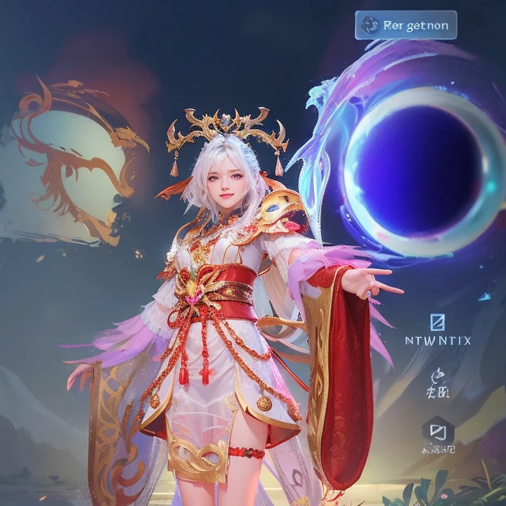 Realistic, Lunox from Mobile legends, ultra detail, high quality, masterpiece, ultra hd, perfect face, perfect detail, fokus high detail, detail face, smile