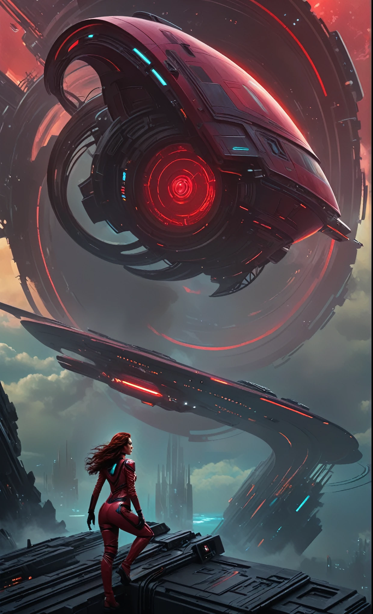 Luis Duarte Art - Crimson Sci - Fi Mystique style, by Luis Duarte, Luis Duarte style, Space Art, Sci-Fic Art, Dark Influence, NijiExpress 3D v3, Kinetic Art, Datanoshing, Oilpainting, Ink v3, Splash style, Abstract Art, Abstract Tech, Cyber Tech Elements, Futuristic, Epic style, Illustrated v3, Deco Influence, AirBrush style, drawing, Metallic Effect, Geo2099 style, Mixpnk