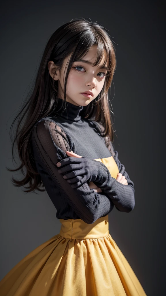 The image is an illustration of a female character in an anime or manga style. El personaje tiene el pelo corto de color rubio claro con dos orejas parecidas a las de un gato en la parte superior de su cabeza, que parecen ser parte de una diadema o accesorio. His eyes are partially closed, con un ojo visible que tiene un iris morado, and has a playful expression with his tongue sticking out.

Lleva un traje que es predominantemente blanco con acentos en negro, amarillo y naranja. El traje tiene un aspecto futurista o de armadura, con un cuello alto y hombreras. Destacadamente, his chest area is exaggeratedly large and emphasized in the drawing, a common stylistic choice in certain anime or manga genres. There are also black straps that appear to be part of gloves or wrist accessories on her arms..

The character is drawn with a focus on the upper part of his body, and the perspective is from a slightly low angle, mirando hacia arriba. El fondo de la imagen es blanco liso, poniendo todo el enfoque en el personaje. El estilo es colorido y detallado, con sombreado que le da al personaje una apariencia tridimensional.
