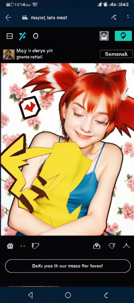 forest, 1girl, character_pokemon_may, solo, cowboy shot, sitting, on ground, from behind, from above, from side, looking at viewer, smile, closed mouth, bandana, shirt, skirt, bike shorts