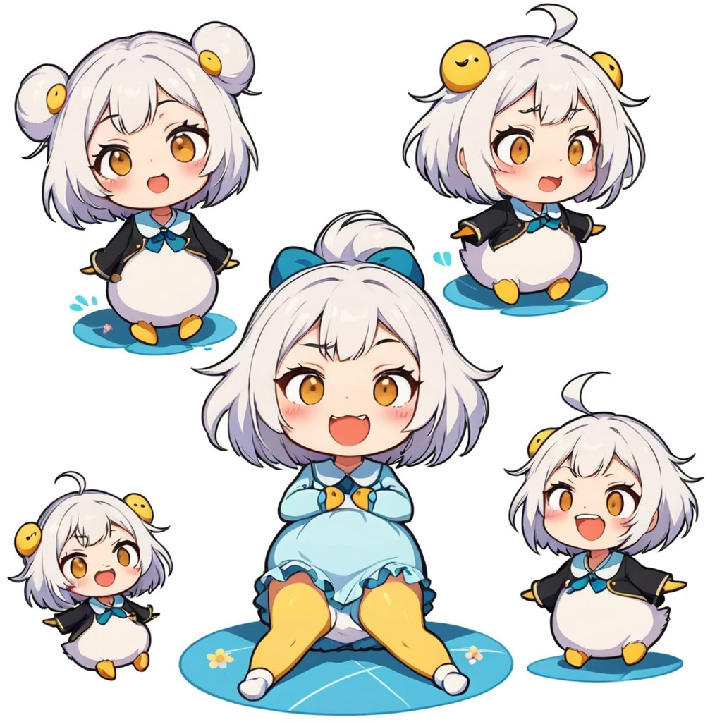 A lovely , screenshot, mori kei, duckcore plush doll art, exaggerated poses, happy, cute, expecting, laughing,
disappointed, exaggerated movements, various expressions and movements, sticker art design, white background, style cute