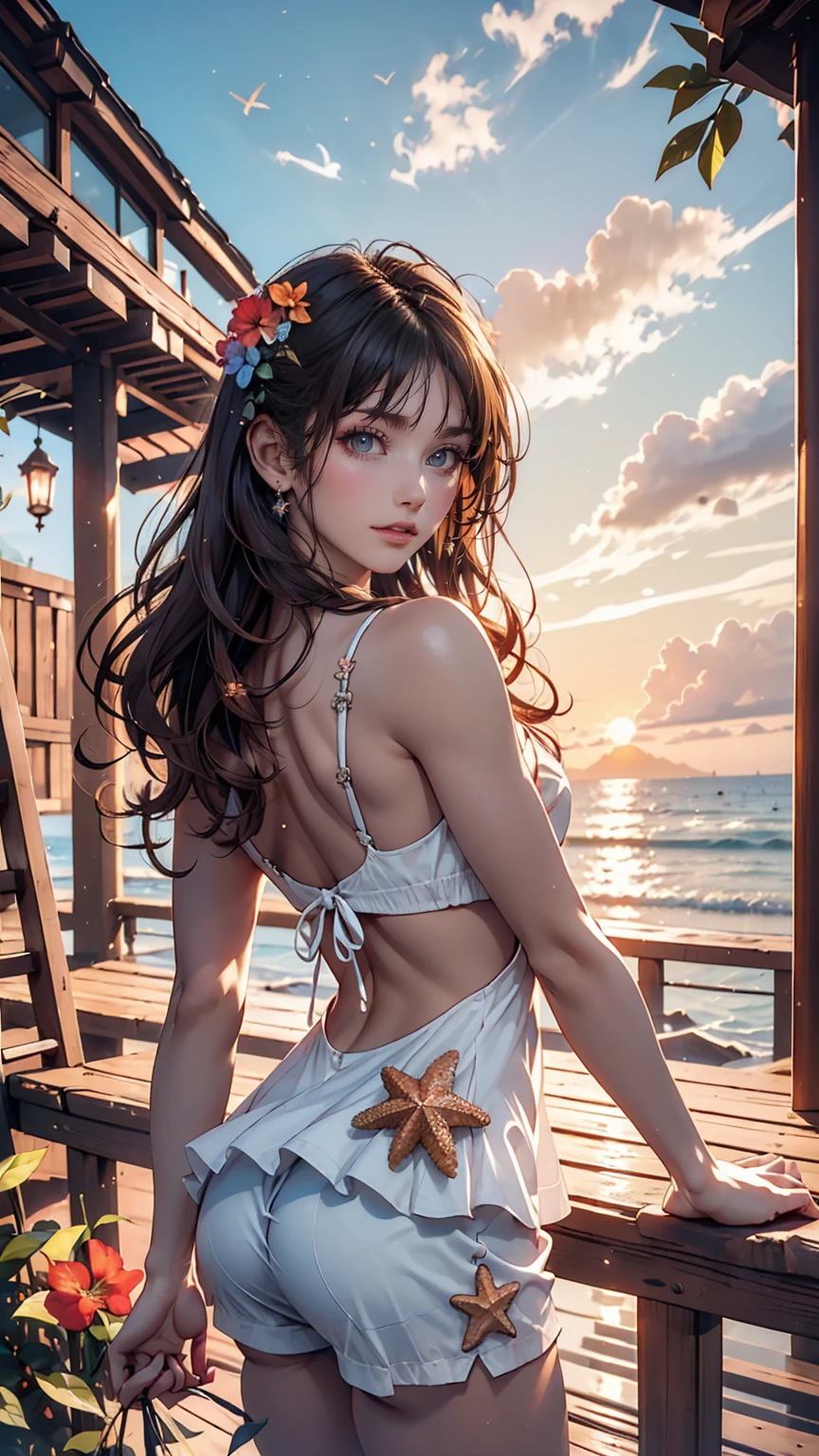 
Aerith,FF7, Long Hair, bangs, Brown Hair, bow, ribbon, jewelry, Green Eyes,  hair ピンクribbon, Braiding, hair bow, Side Lock, choker, necklace, lips, parted bangs, pink bow, Portraiture, Realistic,Super high quality,high quality,masterpiece,Digital SLR,Detailed explanation,Exquisite details,Anatomical basis,Detailed Description,Detailed face,Realistic skin texture,Sharp details,Perfect Anatomy,Perfect Anatomy,Anatomically correct hand,Anatomically correct fingers,Super Detail,Complex 3D rendering,Sexy pose,The beautiful world of Final Fantasy 7,Pink ruffled swimsuit,Wet,night,美しいnight空,A beach with a beautiful starry sky,shooting star,Fantastic beaches,Fantasy worldview,Picturesque,Pink Lips,smile,Beautiful back view,