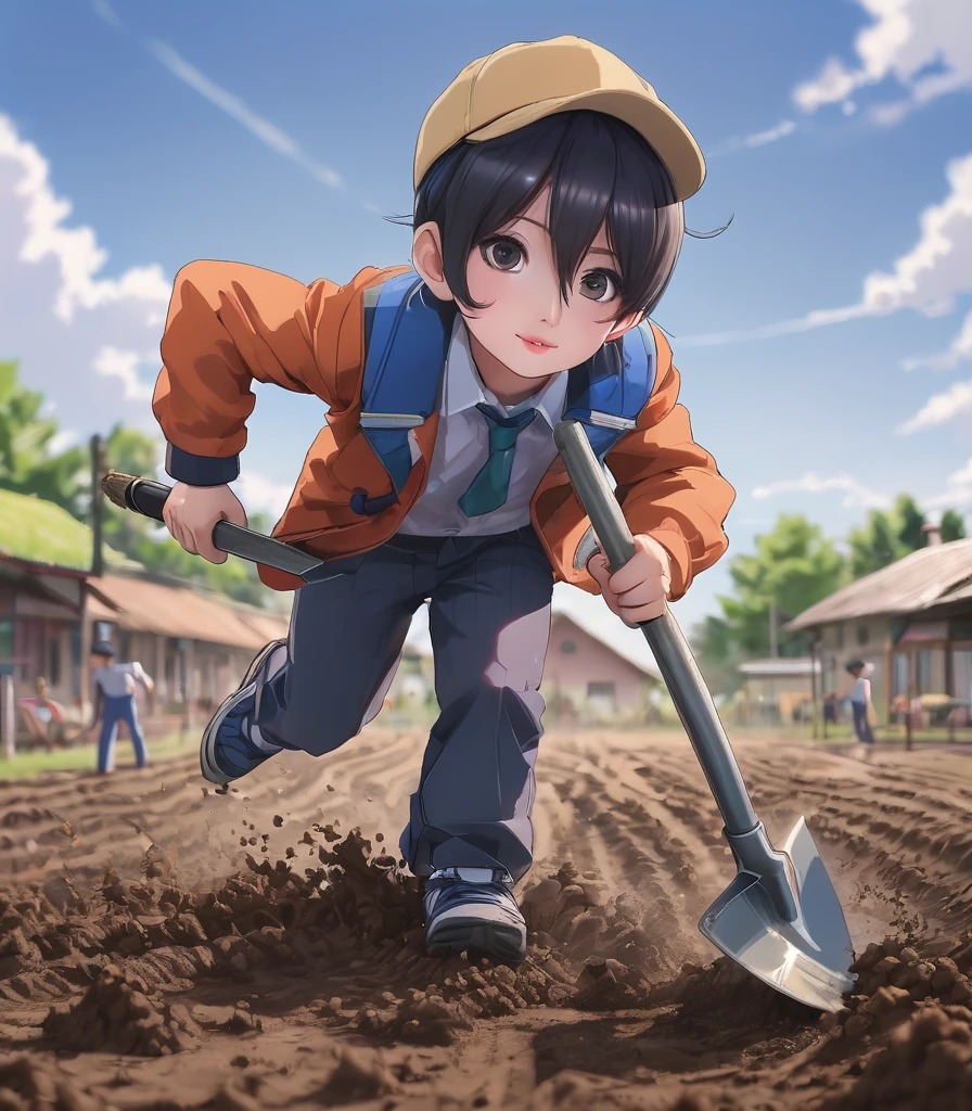 . Change.. agriculture. Plowing the ground with a hoe