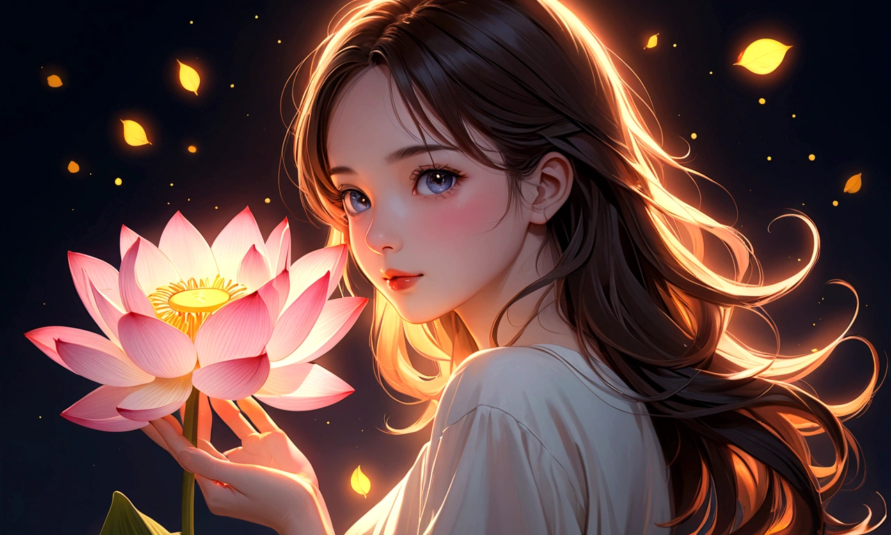 masterpiece, best quality:1.2), Digital Art Style, Charming illustrations,Peace Pictures,1 girl, beautiful eyes,Tall lotus,hand,Solitary,Body Glow,glowing line,Fluorescence,Glow Example,Sample trace,flash,萤Light Particles,Backlight,translucent,Light Particles,Correct human anatomy,