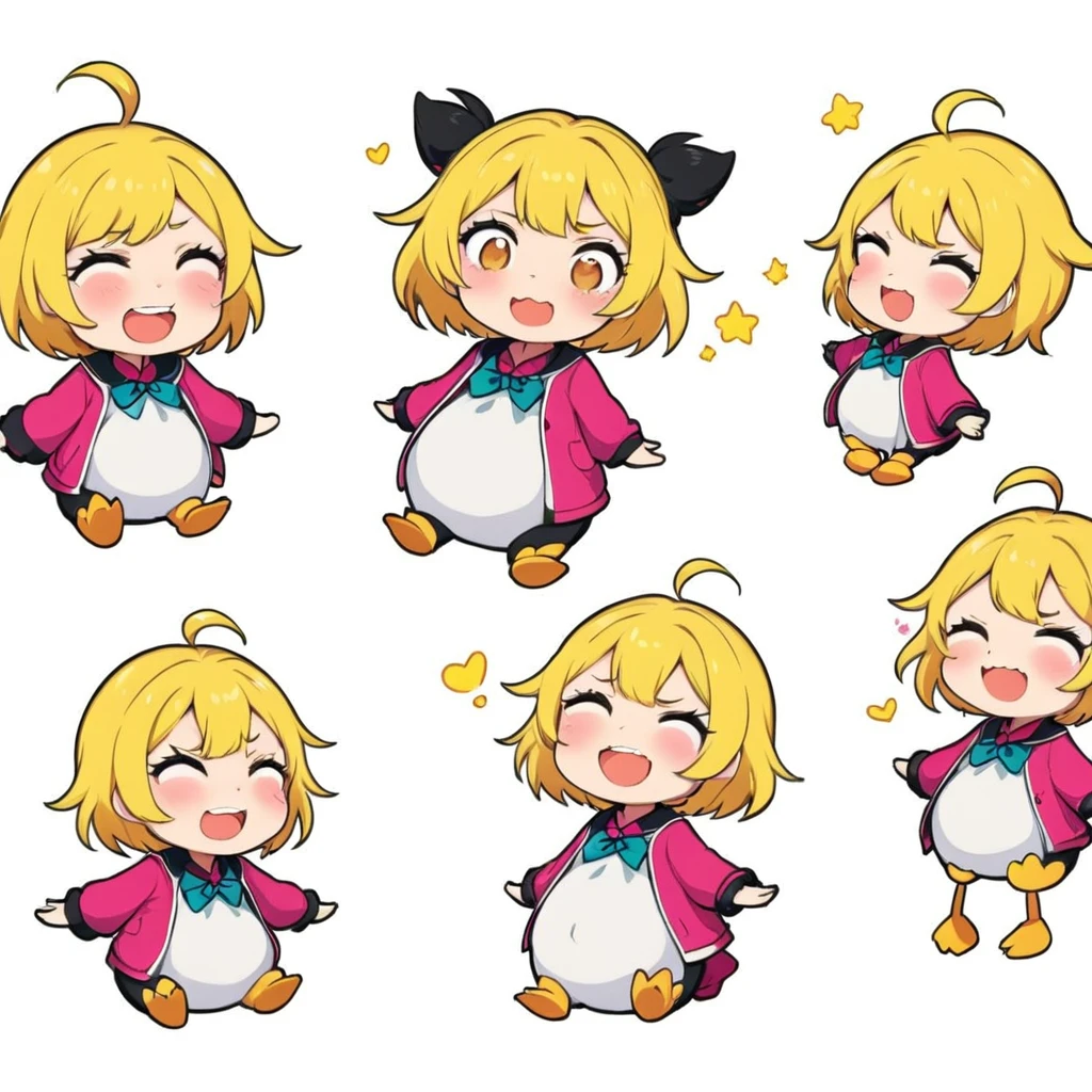 A lovely , screenshot, mori kei, duckcore plush doll art, exaggerated poses, happy, cute, expecting, laughing,
disappointed, exaggerated movements, various expressions and movements, sticker art design, white background, style cute