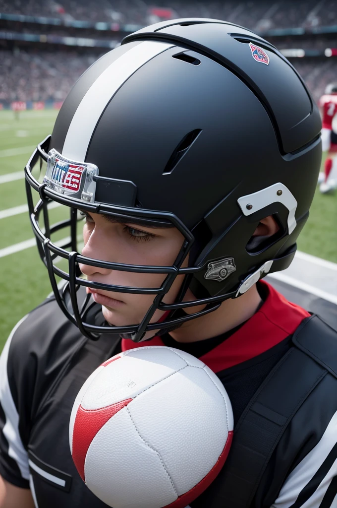 Create a football shield with a black hawks theme