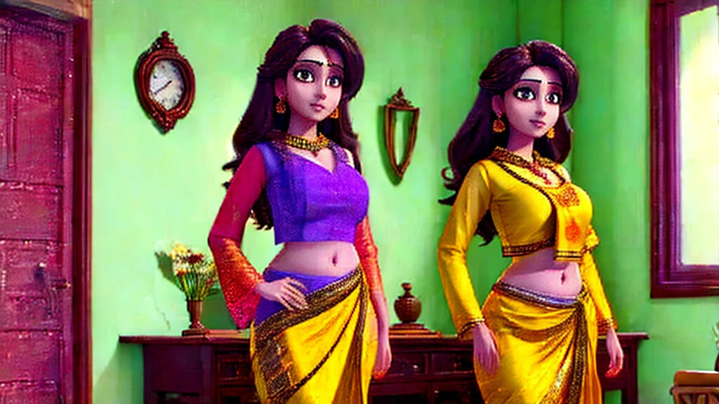 Sexy indian bhabhi with big and deep navel, wearing saari and blouse.