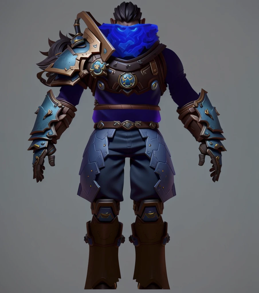 Close-up of people wearing blue and brown clothing, dark blue segmented armor, World of Warcraft Armor, Upgrade to high resolution, dark Blue leather armor, hand painted textures on model, Thin male mage, Full body photo super detailed, Moon Themed Clothing, Wearing sculpted armor, blacksmith outfit, Blue leather armor, Serious jpg ，3D Character Art，Ashe，2。5 D CGI Anime Fantasy Artwork，CGScosiety，Close-up characters，As seen on the Art Station