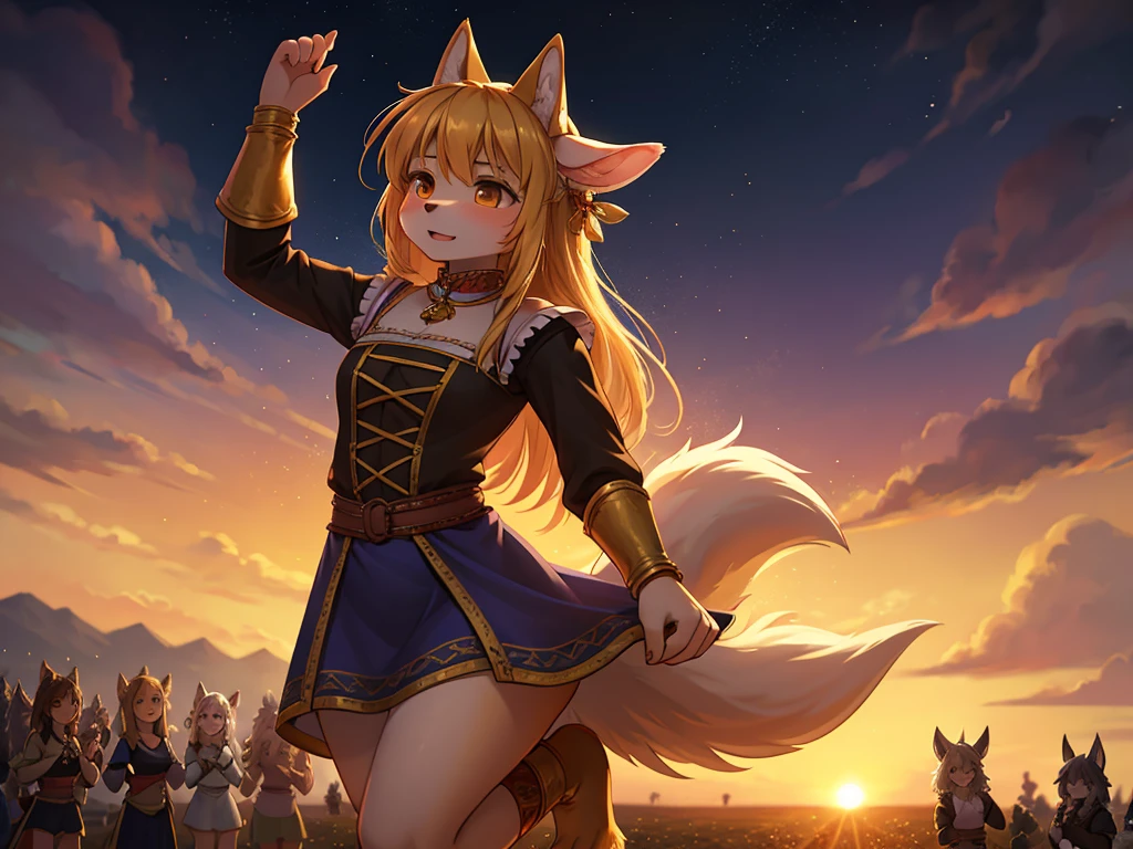 Hallucination, daydream , nightmare , bokeh , messy Wolves and sheeps dancing in a sea of ​​golden wheat , sun set , dancing blur , Clothing of peasant women in medieval Europe , Sexual freak festival , Feeling open-minded and bold , Kama Sutra
