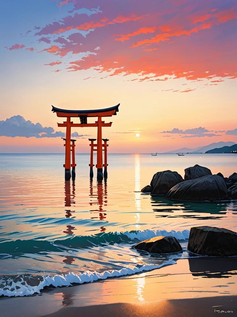 torii in the sea、It's spring