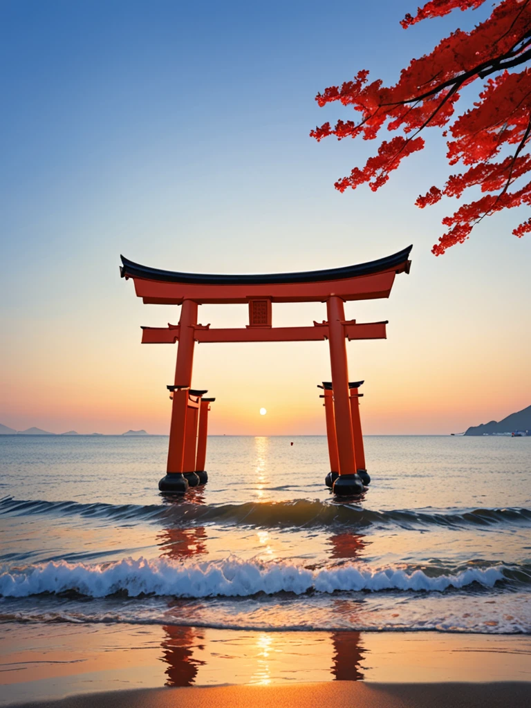 torii in the sea、It's winter