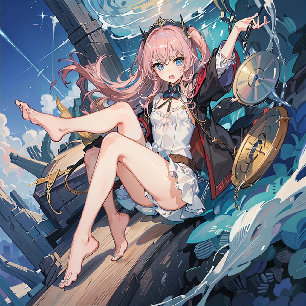 最high quality、high quality、Frugal cloth clothes、10Year-old girl adventurer、Climb the dungeon stairs、Equipped with a dagger and a shield、Inside the dim labyrinth
