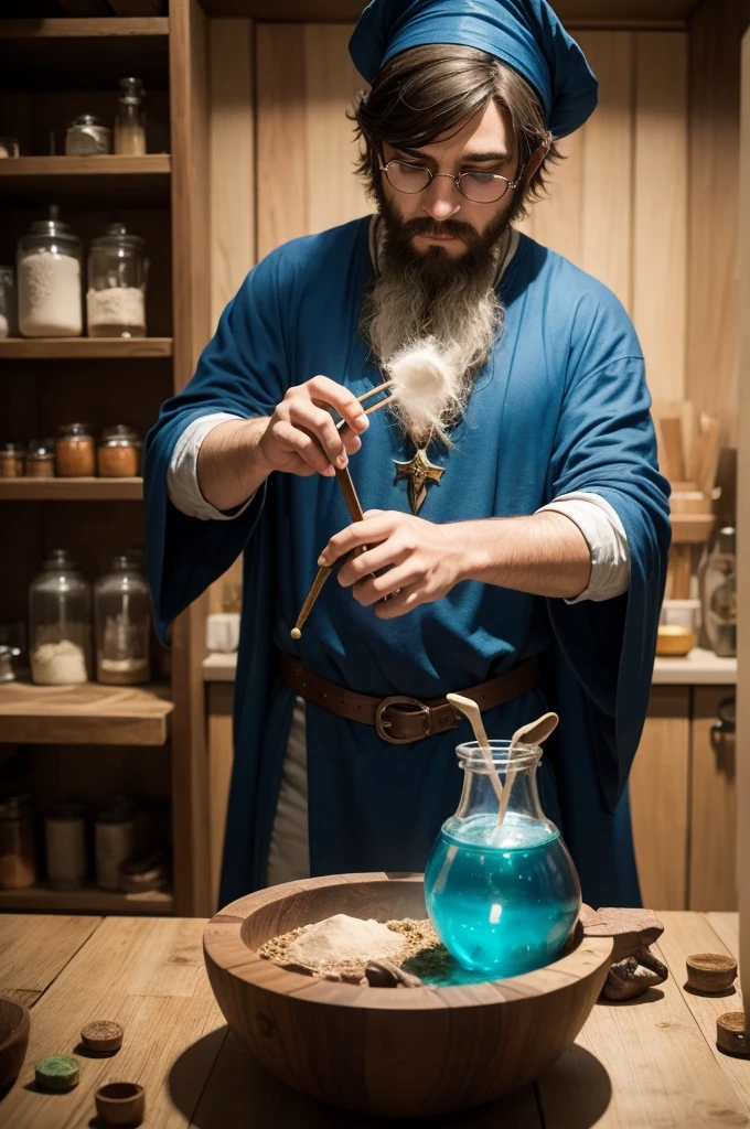 Wizard making magic potions