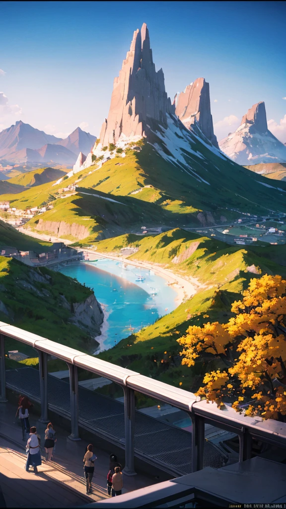 (best quality:1.4),(Best results:1.4),(Ultra-clear picture quality:1.4),(Ultra-sharp details:1.2),Summer solstice poster,summer,highway,Sunlight,noon,sunny,hillside,Distant Mountains,Skyline,Blue sky,