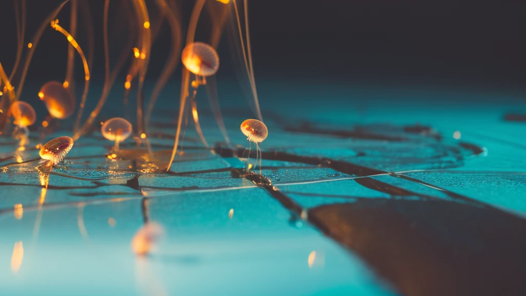Depth of written boundary, HD detailed, Wet Watermark, Hyper Detail, Realistic photos, 16k, Surrealism, Deep focus bokeh, Ray Tracing, Sepia、jellyfish