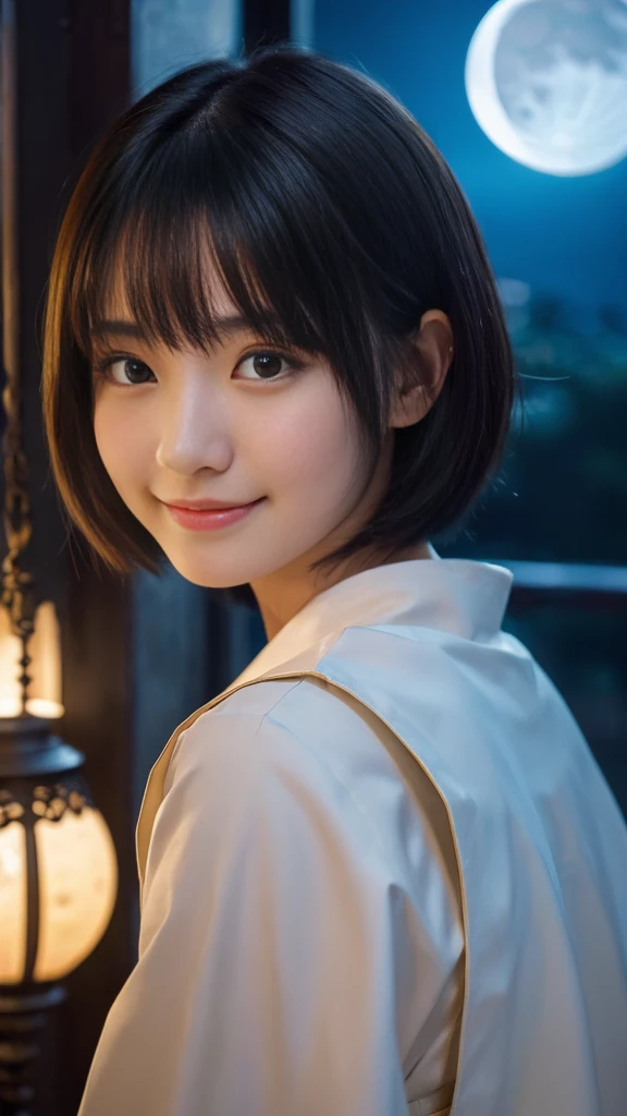(A Ultra cute young Japanese priest:1.75), (She has Bible:1.75),(she wearing a priest costume slim fit:2.0),(beautiful detailed eyes:2.0),beautiful detailed lips, (extremely detailed cute face:2.0), longeyelashes, (slender woman body:2.0), (beautiful short hair:2.0), (natural makeup,big smile:1.5), incredibly beautiful skin,(professional lighting, bright lighting, photorealistic, 8k, high resolution, best quality, masterpiece, ultra-detailed:1.75), vivid colors, (Moonlit Night:1.5),(The moonlight shines on her face:1.2),She is in the church