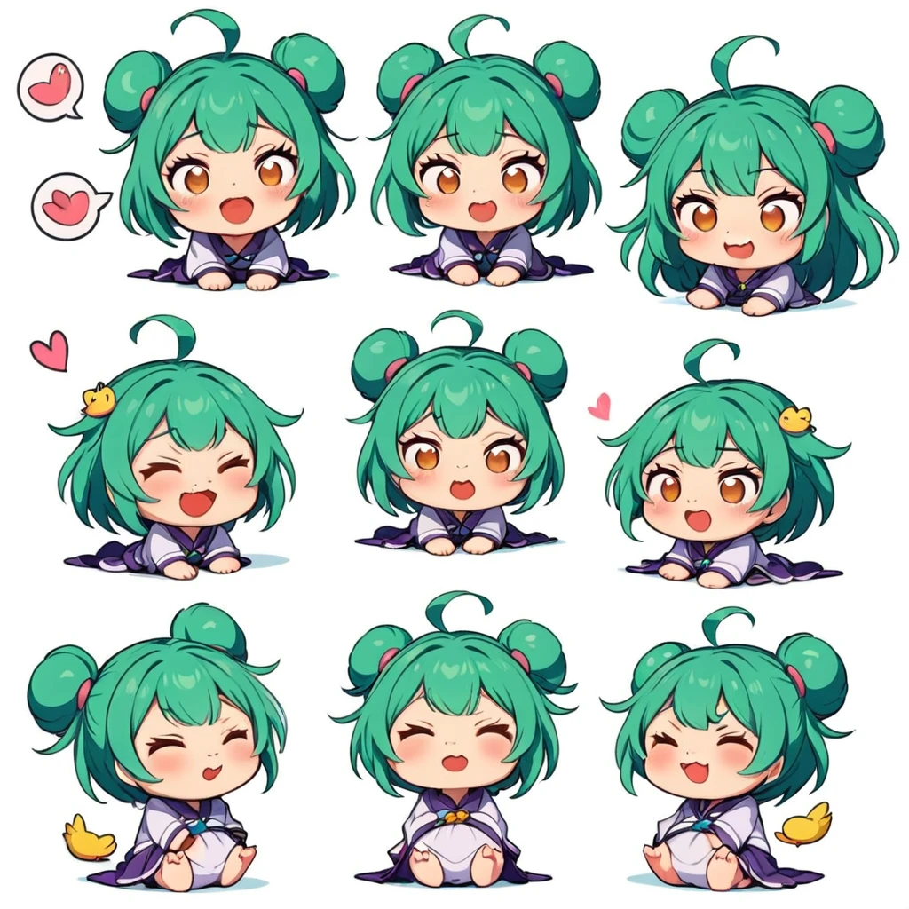 A lovely , screenshot, mori kei, duckcore plush doll art, exaggerated poses, happy, cute, expecting, laughing,
disappointed, exaggerated movements, various expressions and movements, sticker art design, white background, style cute