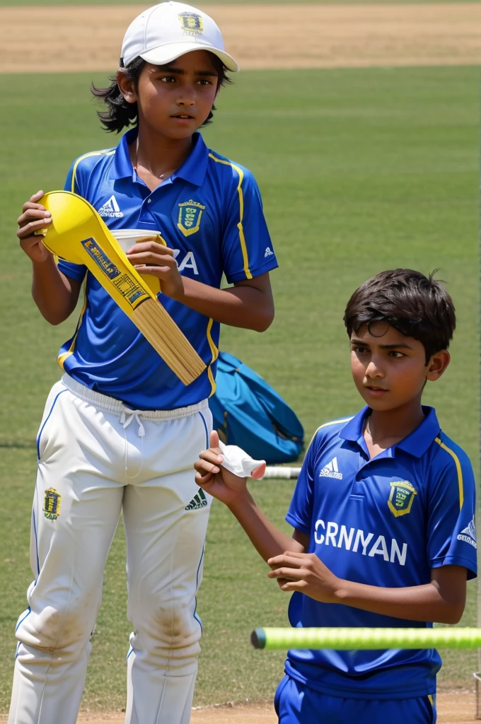 I want a poster for a cricket tournament namely U 13 Hot Weather Cup Final played between Uniyal Cricket Academy and Turiya Cricket Academy 